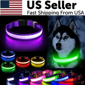 LED Adjustable Dog Collar with Bluetooth App Custom Messages Rechargeable Battery Waterproof Glow Pets Safety