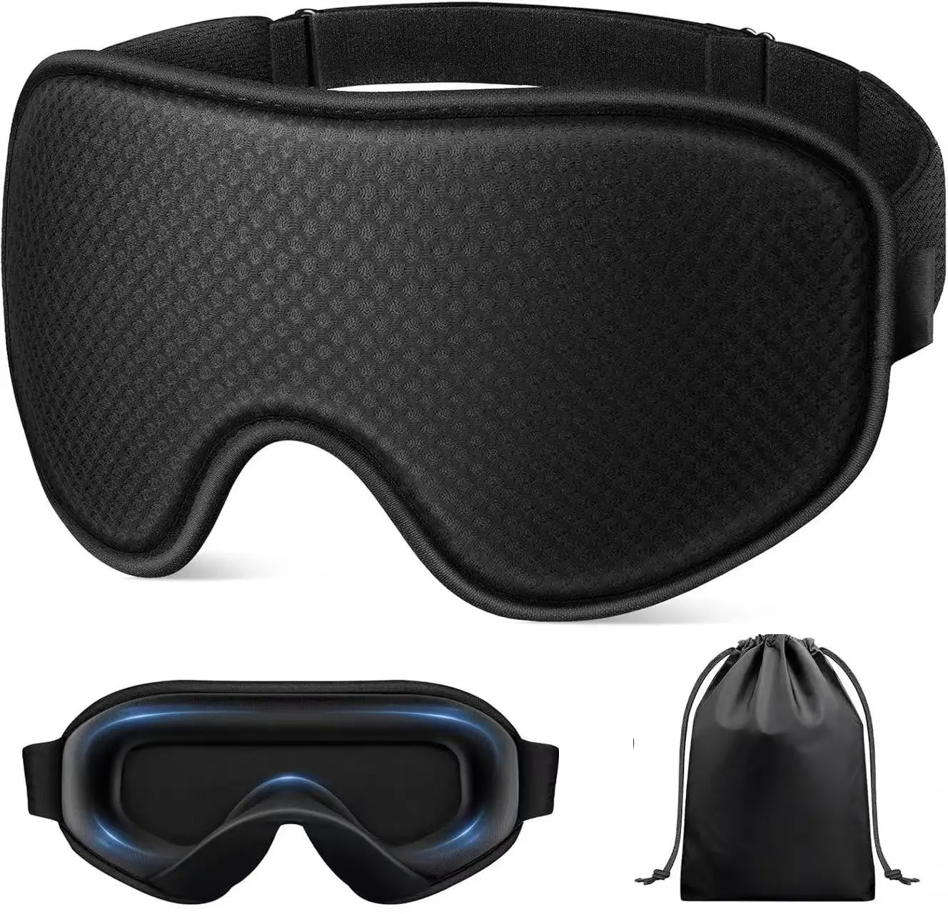 2-Packs Lights Out Weighted Eye Mask | Mellow Sleep – Strapless 360° Wraparound Sleep 3D Mask, Deep Pressure Relaxation Eye Mask for Better Sleep, Soft Comfortable Light Blocking Eye Mask for Travel, Naps & Stress Relief