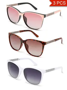 3PCS Polarized Women Fashion TR Memory Frame Polarizing Sunglasses For Women 3PCS Are Uniquely Designed To Protect Against UV 400 Rays Casual Sunglasses