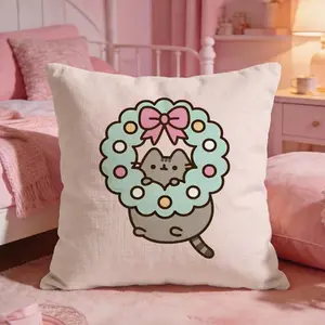 Cute cat Pusheen Cushion Cover Ultra-Soft Reversible Plush Pillow Cover | Double-sided fluffy comfort for car, sofa, bedroom | Skin-friendly fabric | Easy clean & maintain | Stylish home decor | Perfect gift for family & friends