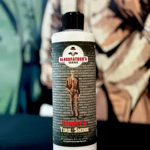 Tommy’s Tire Shine - Formulated with a water-based composition, no sling and shine lasts up to 2 weeks!