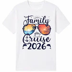 Family Cruise 2026 Matching Graphic T-Shirt, Casual Short Sleeve Round Neck Top for Summer Vacation