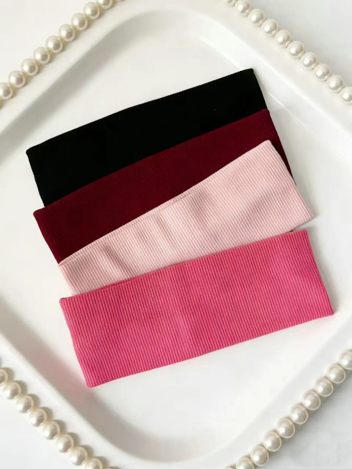 Women & Girls Hairbands Set, Ribbed Design, Casual Sports Headwear, Workout Headband, Knit Fabric, Simple Fashion Accessory for Daily Wear, Headbands Women
