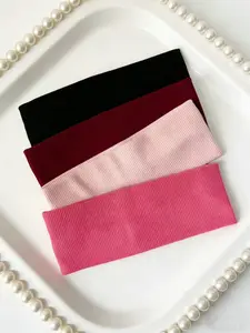 Women & Girls Hairbands Set, Ribbed Design, Casual Sports Headwear, Workout Headband, Knit Fabric, Simple Fashion Accessory for Daily Wear