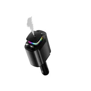 Qsong Super Fast Retractable USB Car Charger, Anti-Knot Extensible Cable, Dual Charging Ports, Starlight LED Adapter, Aromatherapy Function