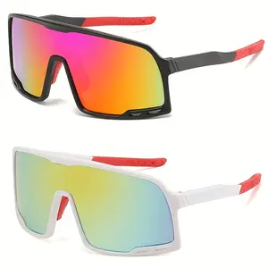 2025 New Fashion Cycling Glasses Outdoor Sports Sunglasses Big Frame Dazzle Color Reflective Mercury Sunglasses for Female