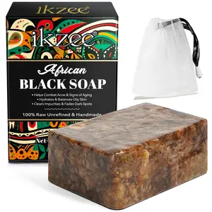 Ikzee African Soap 100g, Handmade Natural Organic Skincare, Gentle Cleanser for Face & Body, Rich in Vitamins a D E K, Includes Lather Net, Nourishing Soap, Body Cleansing Soap