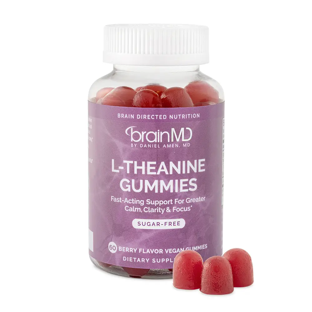 BrainMD - L-Theanine Gummies | Fast-acting Support for Greater Calm, Clarity, and Focus - 60 vegan gummies
