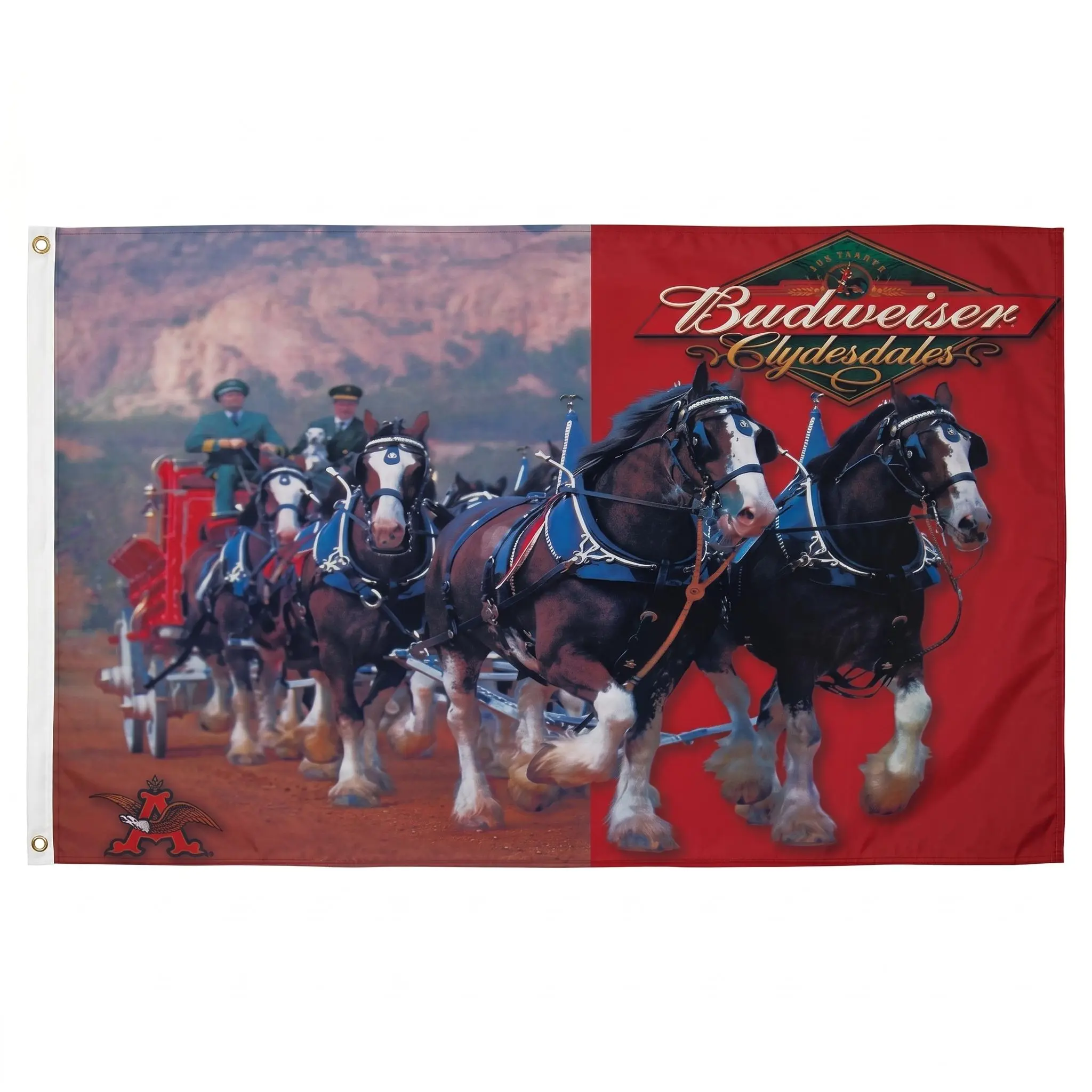 BUDWEISER BEER CLYDESDALE FLAG NEW 3X5FT  - Wall Flag - Room Banner - Dorm Decor - Man Cave - Funny Flag - Frat Flag - College Flag - Wall Tapestry - Garage Banner - Room Flag