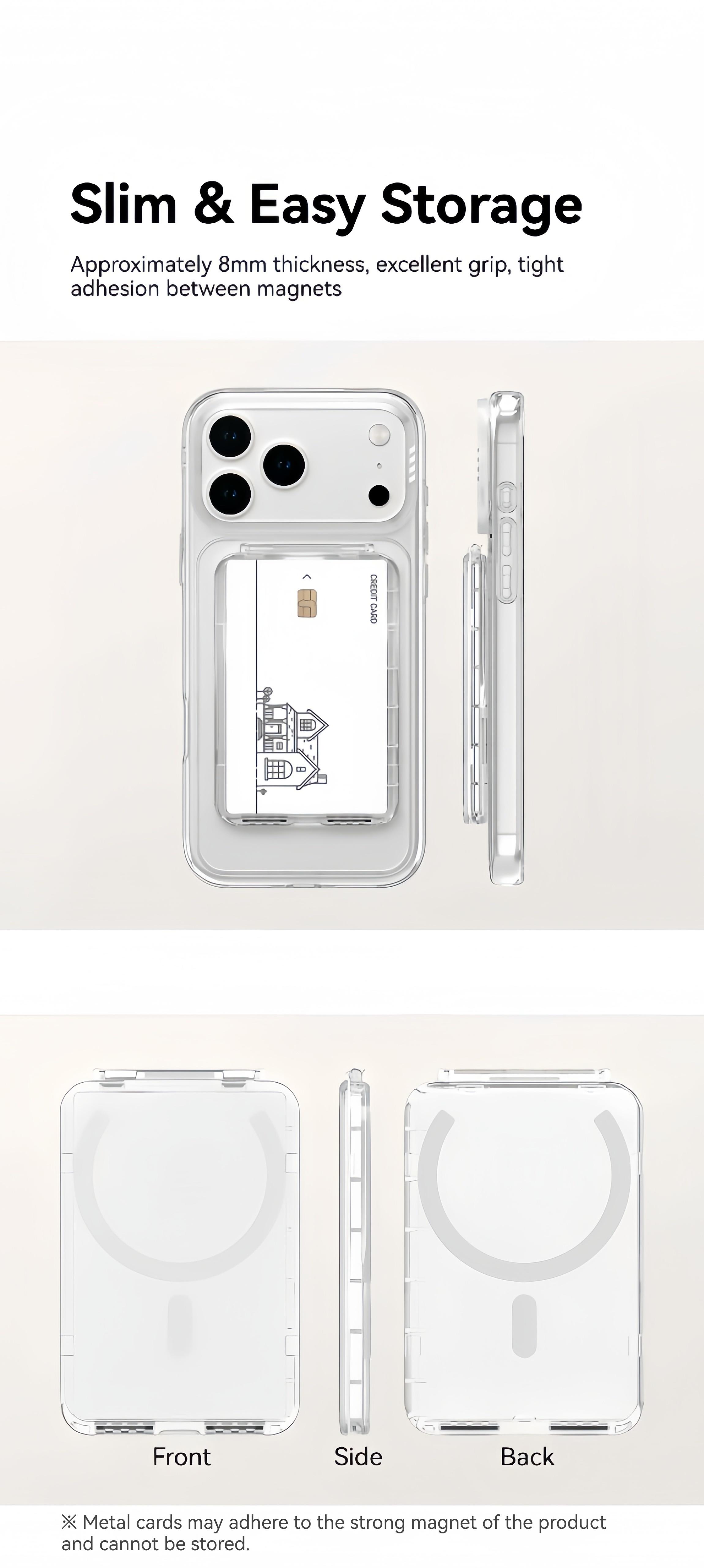 PC Transparent Foldable Flip Magnetic Card Holder Stand With ID & Card Storage