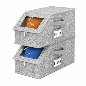 Baseball Cap Organizer Box, Sturdy Stackable Rack with Cardboard Support for Home Use