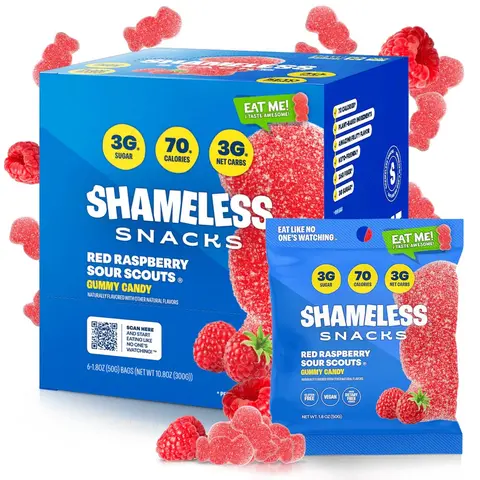 Shameless Snacks High-Fiber Chewable Dietary Gummies - Natural Daily Supplement for Adults (US), Gut Support, Busy-Day Snack, Fiber for Fullness, Selfcare, Prop 65 Safe