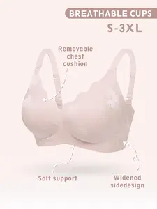 Women's Detachable Padded Push Up Bra,  Adjustable Strap Bra, Soft Comfortable Breathable Lingerie for Daily Wear