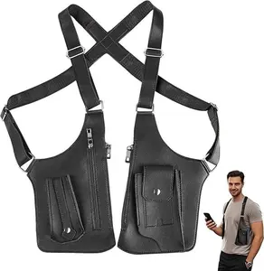 Double Shoulder Wearable Armpit Storage Bag，2026 Trendy Men Practical Anti Theft Underarm Pocket Pouch，Comfortable Close Fitting Holster For Placing Cell Phone Cash Wallet Fit For Daily Casual Outdoor Daily Wearing Use