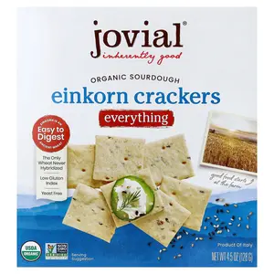 Jovial Organic Sourdough Einkorn Crackers, Everything, 4.5 oz (128 g)