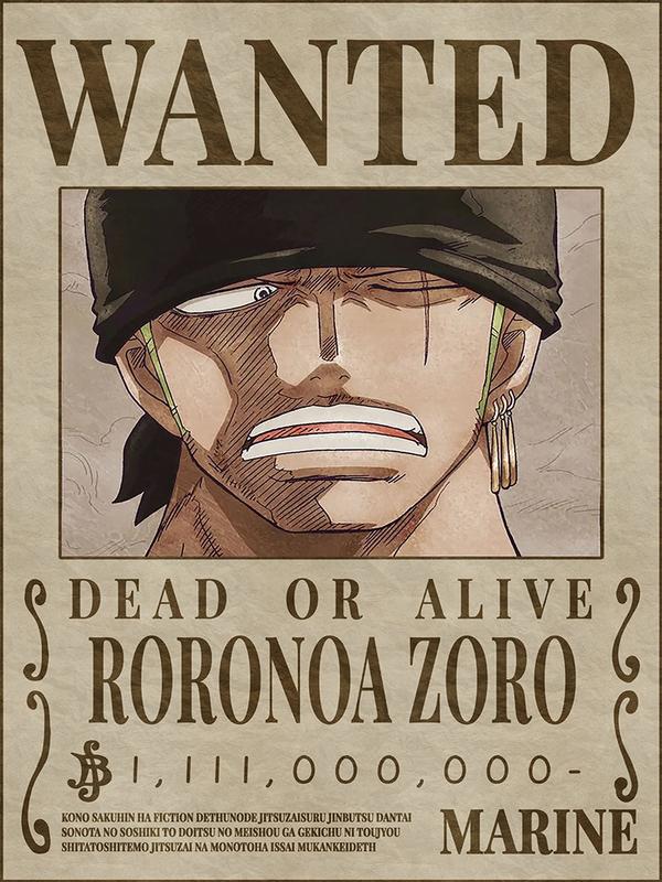One Piece Wanted Posters UPDATED POST-WANO Japanese Anime Poster Roronoa Zoro