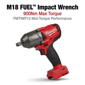 Milwaukee M18 FMTIWF12 Lithium Electric Impact Wrench With 18V Power Supply, Supporting M22 Standard Bolt Operation, Applied In Equipment Overhaul, Factory Assembly And Outdoor Engineering With Low Weight And High Impact Frequency Design