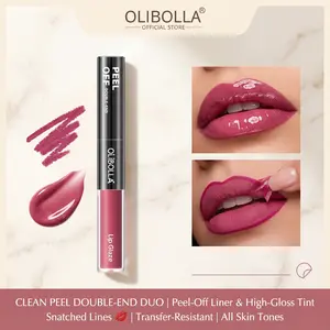 OLIBOLLA Peel Off Lip Liner & Plumping Gloss Duo | 24H Waterproof Lip Stain Tattoo | Viral Lip Combo