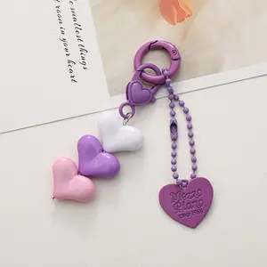 2D Flat, 1/20pcs New Acrylic Colorful Peach Heart Pendant Keychain Mobile Phone Case Ornament Accessories Earphone Bag Hanging Ornaments