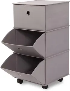 MULISOFT Fabric Dresser with 3 Drawer, Foldable 3 Drawer Storage, Easy Pull Fabric Storage Dresser, Rolling Fabric Storage Drawer for Bedroom, Closet, Entryway, Hallway, Nursery Room, Office