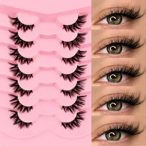 7 Pairs Transparent Stem Cross Eye Tail Extension Half False Eyelashes, Lightweight Lash Extensions, Natural Fluffy Curly Comfortable Versatile for Various Occasions