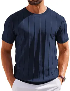 COOFANDY Men's T- Shirts Short Sleeve Knit Sweater Shirt Casual Crewneck Ribbed Pullover Tees COOFANDY Men's T- Shirts Short Sleeve Knit Sweater Shirt Casual Crewneck Ribbed Pullover Tees