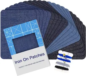 Iron on Patches Clothes 20PCS Iron on Patches Jeans 3" by 4-1/4", 4 Shades of Cotton Denim Clothing Repair and Decoration Kit DIY Repair