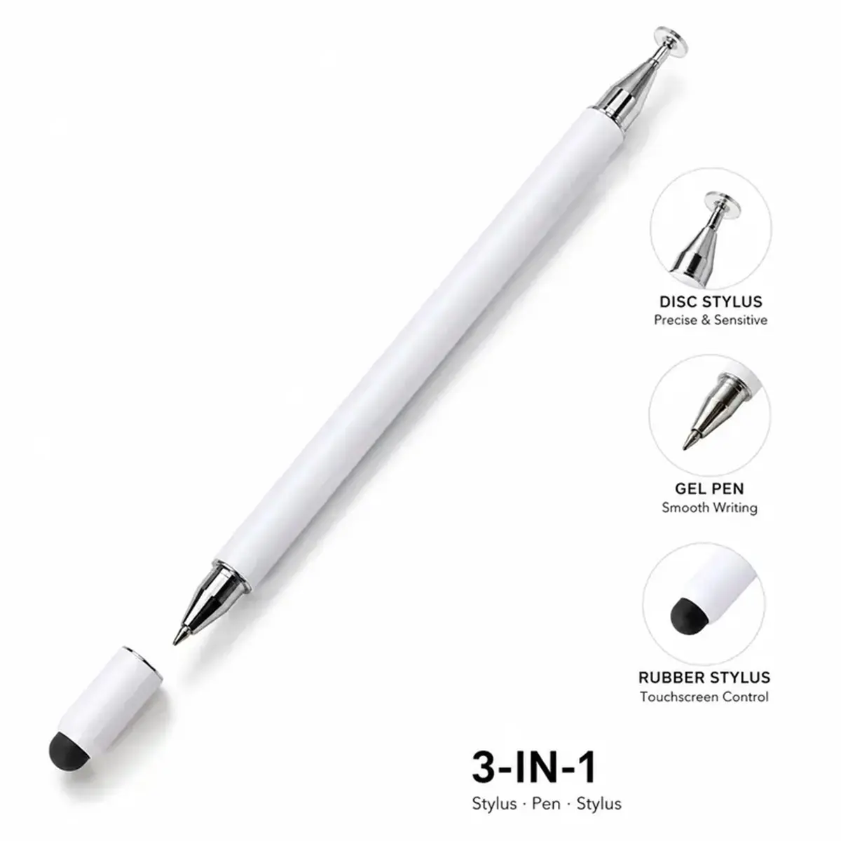 3-in-1 Capacitive Stylus & Neutral Flat Pen | High Precision Sensitive Touch Screen Pen, No Bluetooth Needed, Universal for iPad iPhone Android Tablets | Perfect School & Birthday