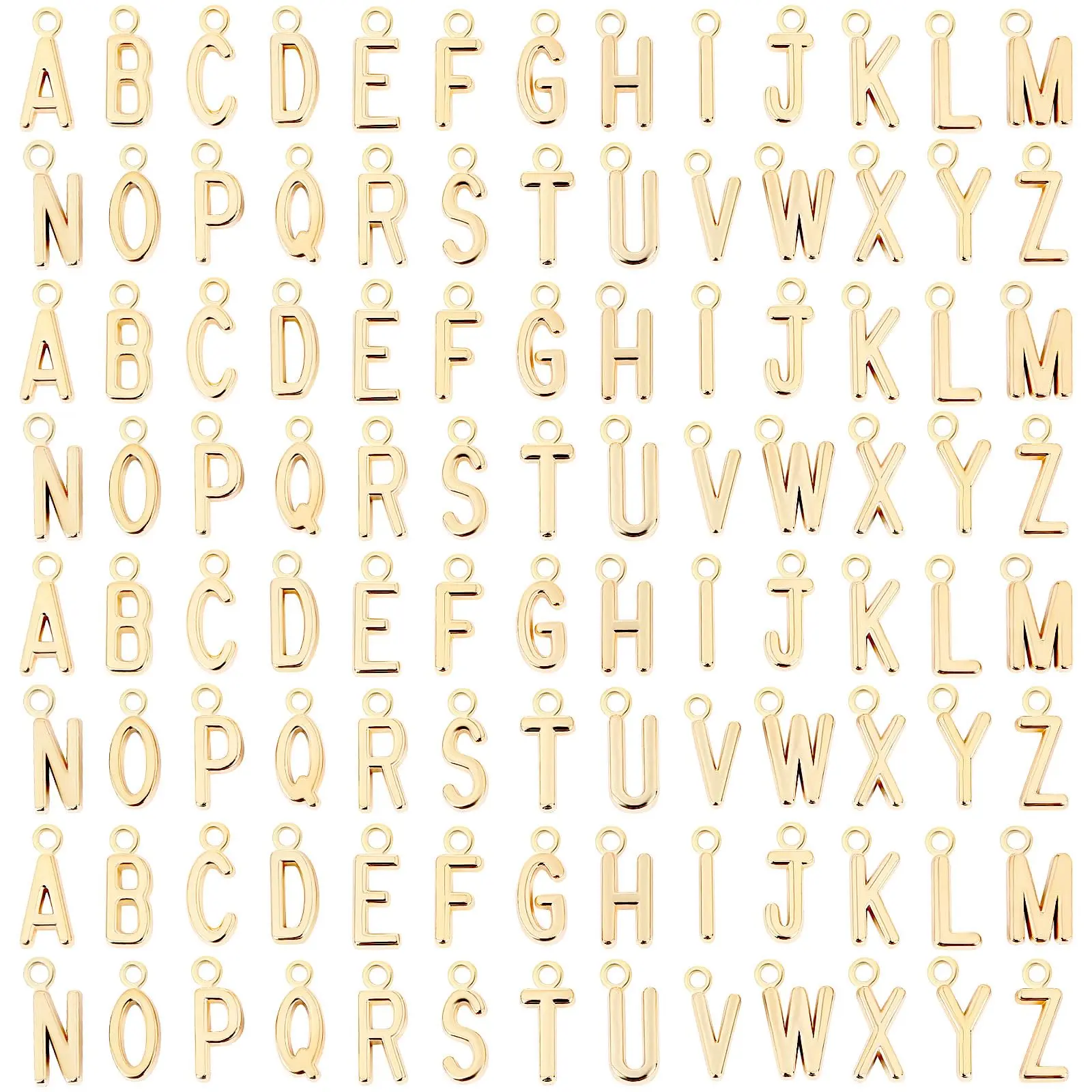 156 Pcs/6 Sets Letter Charms - ABC Alphabet Charms for DIY Bracelets & Necklaces, 200 Pcs Jump Rings for Jewelry Making, Casual Daily Use, Gifts for DIY Crafts Lovers, Fashion Accessories