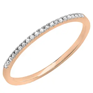 Dazzlingrock Collection 0.08 Cttw Round White Diamond Minimalist Stackable Wedding Band for Women in 10K Solid Rose Gold, Size 7