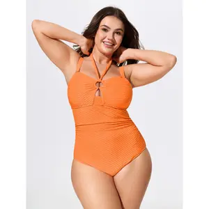 BLOOMCHIC Plus Size Cut-Out Halter Neckline One-Piece Swim M-6X 2026 Spotlight,Summer wins,Deals for you days