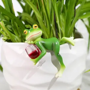 Mini Frog Figurines Plant Decorations for Pots Funny Frog Garden Decor Outdoor Gifts Women Frog Statue Planter Hugger for Flower Yard Lawn Ornament 3.94"x2.12"x3.9 Creative Home Accessories Resin Material Waterproof and Fade Resistant