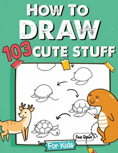 How To Draw Cute Stuff For Kids: Drawing Book Of Food, Animals, Sea Creature, Camping, Construction, Gift Ideas, Flowers For Kids Ages 8-12