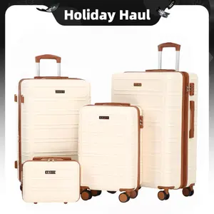 4 Piece Luggage Set, Expandable Suitcase with TSA Lock, USB Port & Cup Holder, Spinner Wheels (13/20/26/28in) – Ideal for Family Travel and School Use