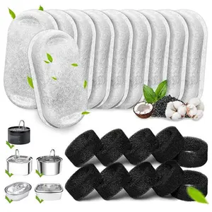 20Pcs Cat Water Fountain Filters,Cat Fountain Replacement Filters for Stainless Steel 108oz/3.2L& 67oz/2L adjustable Water Flow Pet Water Fountain,Dog Water Fountain Filters（10 Filters& 10 Sponges) - Home Improvement.