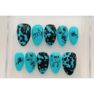 "Western Baddie", Western Turquoise Press On Nail Set, Rodeo, Cowgirl
