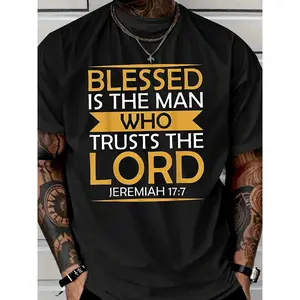 Men’s Letter Print T-Shirt, Short Sleeve Crew Neck Graphic Tee, Retro Typography Casual Top for Daily Wear, Street Fashion Style Shirt for Travel, Outdoor, Weekend and Everyday Use
