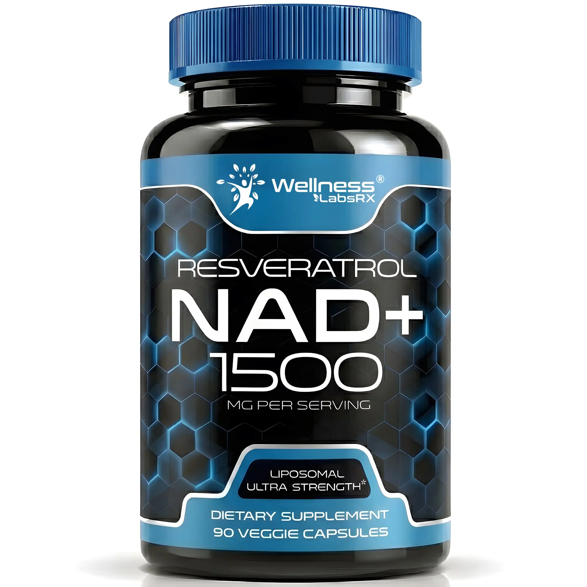 WELLNESS LABSRX Liposomal NAD Supplement, 1500mg - USA Made, NAD Resveratrol Supplement for Women and Men, NAD+ Support Cellular Health, Energy & Anti Aging - 90 Count
