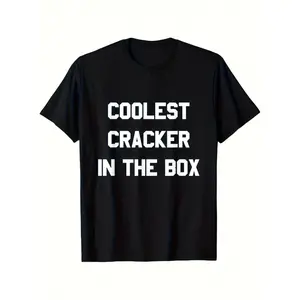 Men'S & Women'S Retro Graphic T-Shirt - Soft Breathable Crew Neck Tee with Bold "COOLEST CRACKER IN THE BOX" Print - Regular Fit Casual Shirt for Everyday & Special Occasions - Machine Washable All-Season Top - Ideal Gift for Him/Her, Unisex Clothing, Sta
