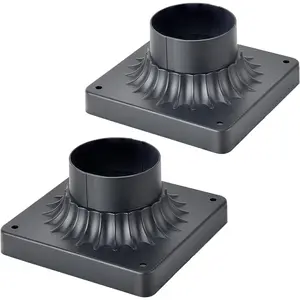 2 Pack Cast Aluminum Pier Mount Base, Matte Black 5.6"W*5.6"L Outdoor Post Light Adapter, Ideal for Deck Porch Patio Outdoor Lighting