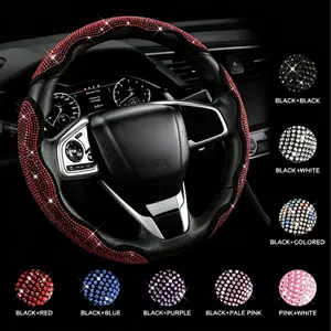 Queen's Bling Sparkly Car Steering Wheel Cover with Crystal Rhinestones,3PCS Segmented Steering Wheel Protector,Universal for 99% Cars for Women; Christmas Gift;Holiday Gift, car accessories for girls