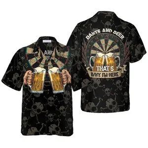 Darts And Beer That's Why I'm Here Aloha Hawaiian Shirt For Summer, Colorful Shirt For Men Women, Perfect Gift For Friend, Team, Darts Beer Lovers, Hawaiian Shirt for Men and Women - Perfect for Beach, Vacation, or Casual Summer Outfits, Unisex Fit
