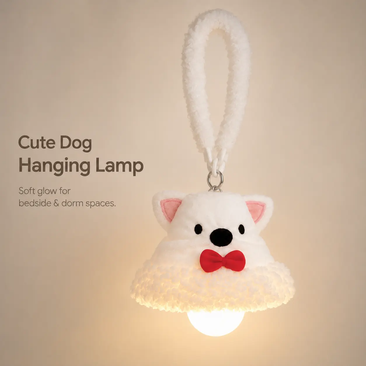 Cute Hanging Dog Night Light - USB-C Rechargeable Hanging Lamp, 3 Adjustable Brightness Levels, Remote or Standard Version, Warm Glow Soft Plush Bedroom Decor for Closets, Dorm Rooms, Gifts, Reading