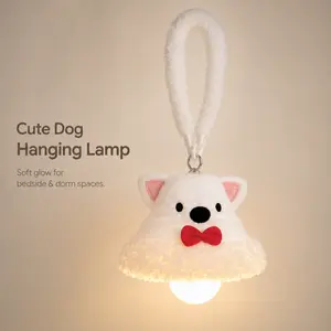 Cute Hanging Dog Night Light, Rechargeable USB-C Warm Bedside Lamp with 3 Brightness Levels, Available in Remote Control or Standard Version, Soft Plush Dorm Room Decor for Bedroom, Reading, Closet and Gifts