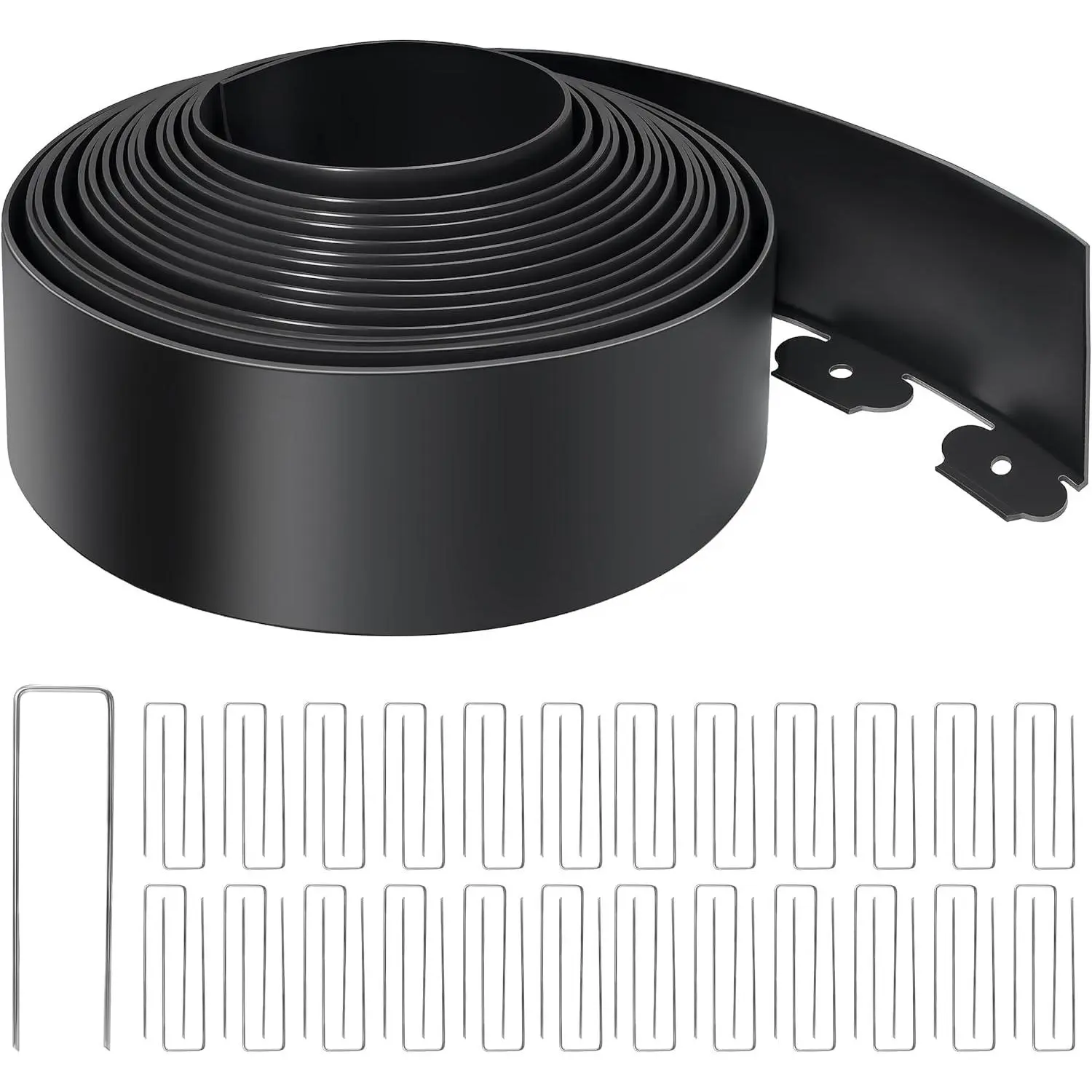Landscape Edging 4 Inch Tall No Dig Garden Edging Border 60FT with 60 Metal Stakes,Lawn Edging for Yard, Flower Bed and Landscaping (Black, 60FT x 4 Inch)