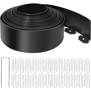 Landscape Edging 4 Inch Tall No Dig Garden Edging Border 60FT with 60 Metal Stakes,Lawn Edging for Yard, Flower Bed and Landscaping (Black, 60FT x 4 Inch)