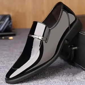 Large Size Men's Fashionable Patent Leather Formal Shoes, Comfortable Non-slip Rubber Sole Durable Formal Shoes Suitable For Men's Outdoor Activities