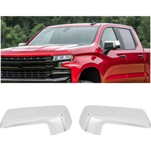 HECASA Pair Side Mirror Covers Compatible with 2019 2020 2021 2022 2023 2024 Chevy Chevrolet Silverado 1500 GMC Sierra 1500 Rear View Wing Mirror Cap Mirrorshield Silvery Car