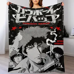 Cowboy Bebop Spike Spiegel Throw Blanket Classic Anime Flannel Blanket Soft Cozy Blanket for Fans Bedroom Sofa Couch