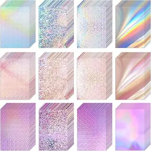 20 Sheets Holographic Cardstock A4, 250gsm Metallic Cardstock Glitter Shiny Iridescent Mirror Paper for Scrapbooking DIY Craft